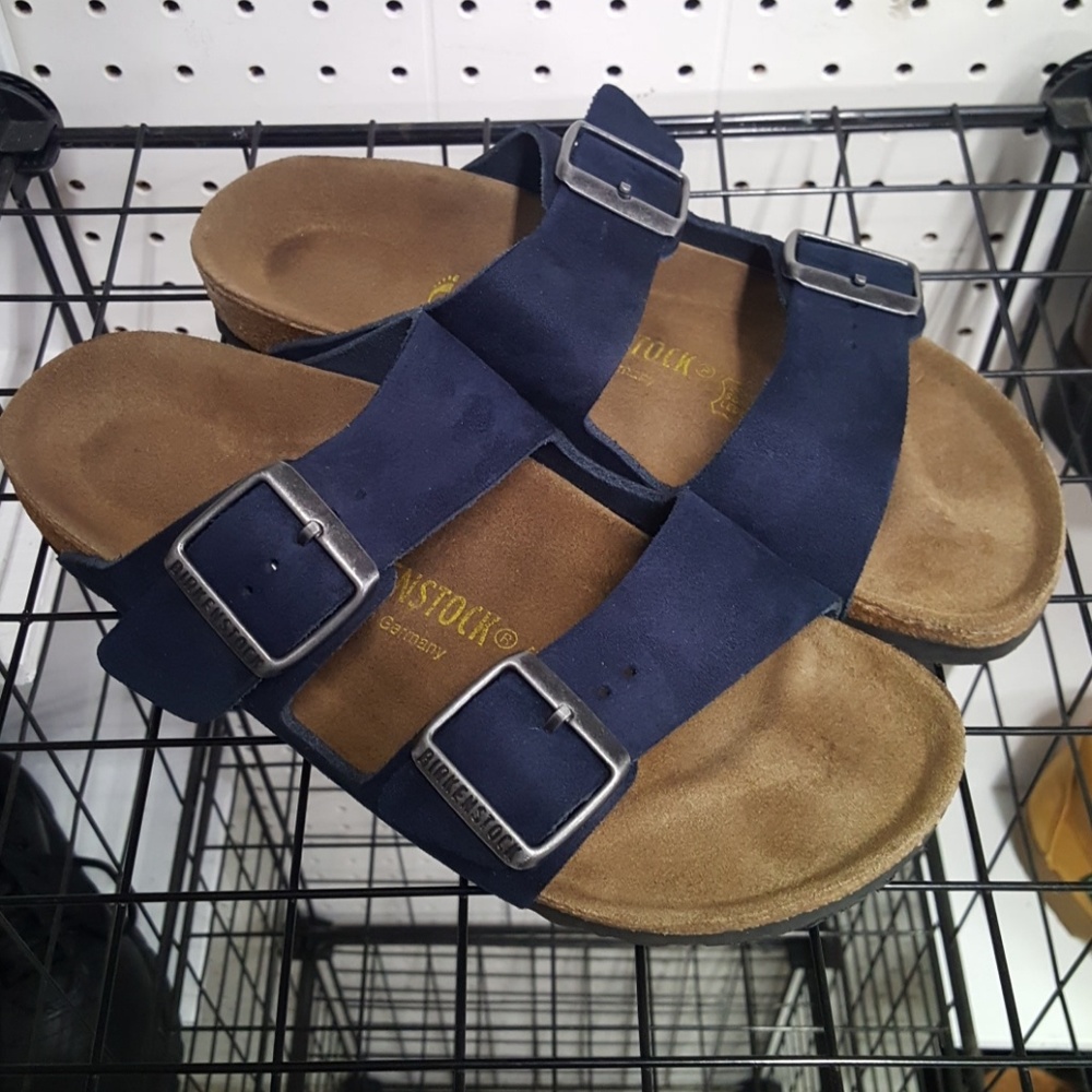 Birkenstock Slide Sandals Double Strap Dark Blue